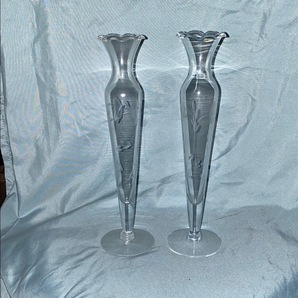 Princess House Other - BX48 Vintage Heritage Princess House Elegant Glass Vases - Set of 2